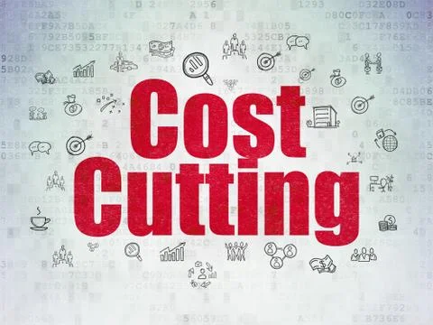 Finance concept: Cost Cutting on Digital Data Paper background Stock Illustration