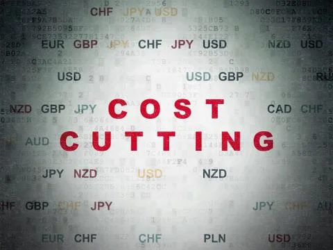 Finance concept: Cost Cutting on Digital Data Paper background Stock Illustration