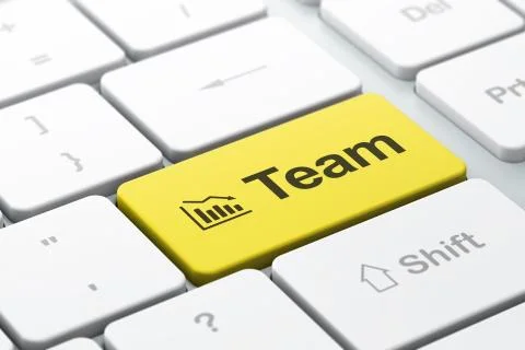 Finance concept: Decline Graph and Team on computer keyboard bac Stock Illustration