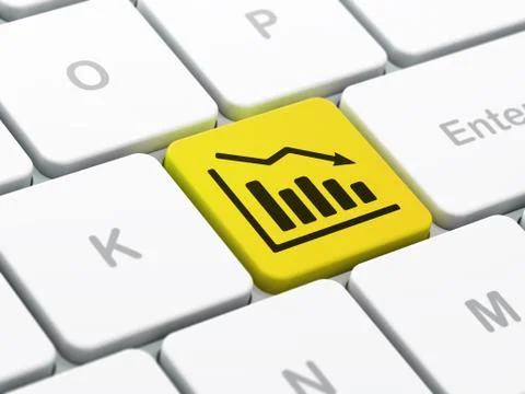 Finance concept: Decline Graph on computer keyboard background Illustrazione stock