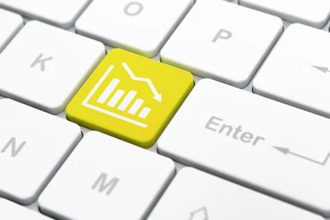 Finance concept: Decline Graph on computer keyboard background 스톡 일러스트