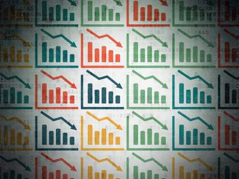 Finance concept: Decline Graph icons on Digital Paper background Stock Illustration