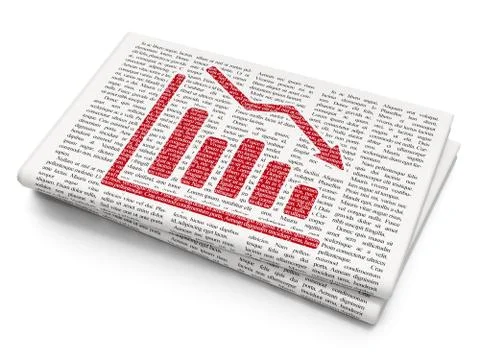 Finance concept: Decline Graph on Newspaper background Stock Illustration