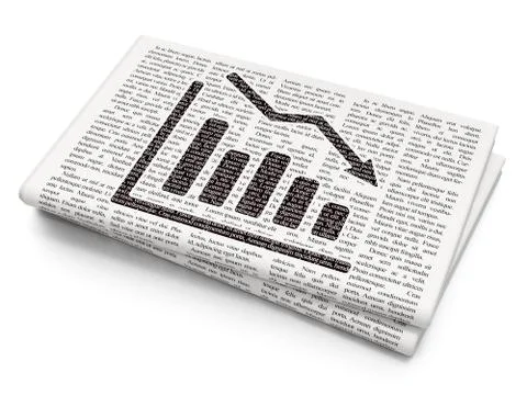 Finance concept: Decline Graph on Newspaper background Stock Illustration