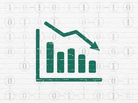Finance concept: Decline Graph on wall background Stock Illustration