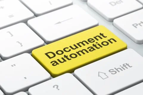 Finance concept: Document Automation on computer keyboard background Stock Illustration