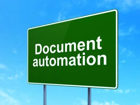Finance concept: Document Automation on road sign background Stock Illustration