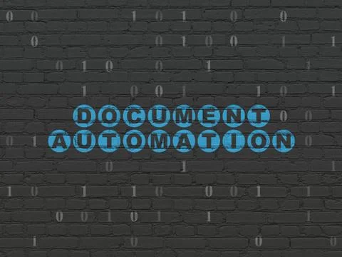 Finance concept: Document Automation on wall background Stock Illustration