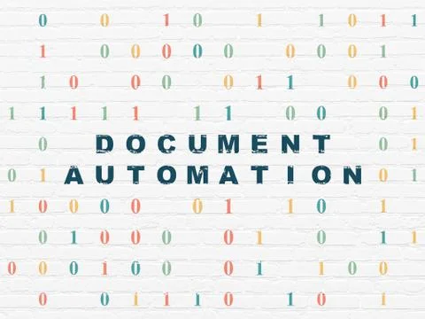 Finance concept: Document Automation on wall background Stock Illustration