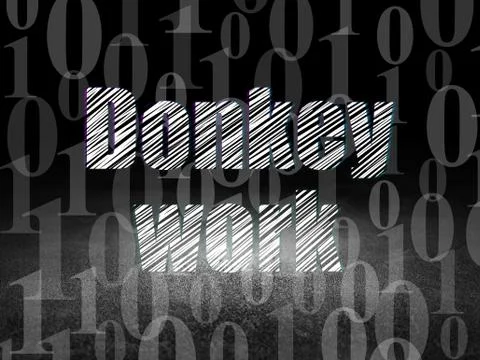 Finance concept: Donkey Work in grunge dark room Stock Illustration