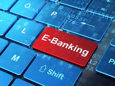 Finance concept: E-Banking on computer keyboard background 스톡 일러스트