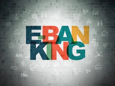 Finance concept: E-Banking on Digital Data Paper background Stock Illustration