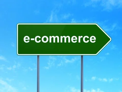 Finance concept: E-commerce on road sign background Stock Illustration