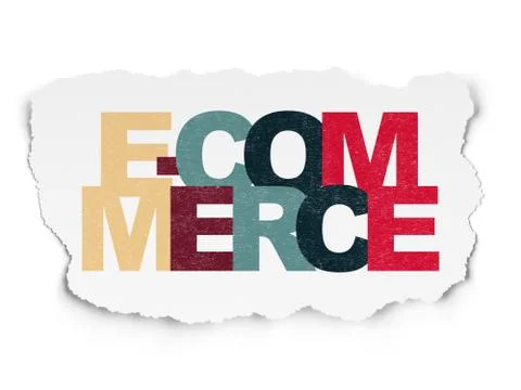 Finance concept: E-commerce on Torn Paper background Stock Illustration