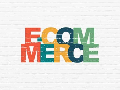 Finance concept: E-commerce on wall background Stock Illustration