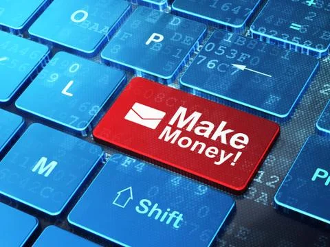 Finance concept: Email and Make Money! on computer keyboard background Stock Illustration