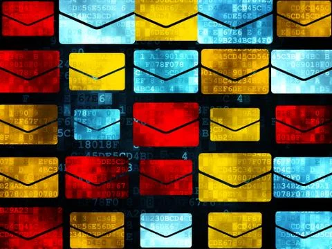 Finance concept: Email icons on Digital background Illustrazione stock
