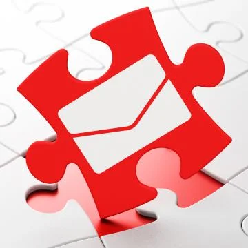 Finance concept: Email on puzzle background Ilustración de archivo