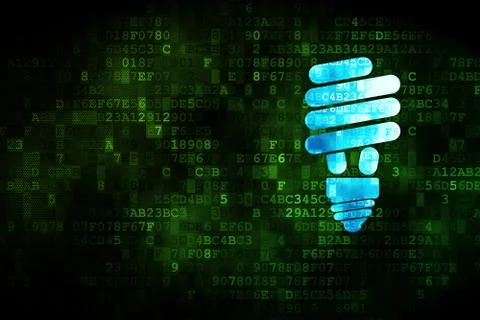 Finance concept: Energy Saving Lamp on digital background Stock Illustration