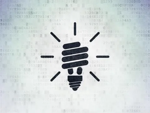Finance concept: Energy Saving Lamp on Digital Data Paper background Stock Illustration