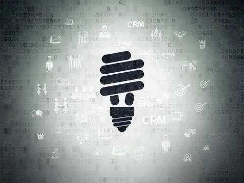 Finance concept: Energy Saving Lamp on Digital Data Paper background Stockillustratie