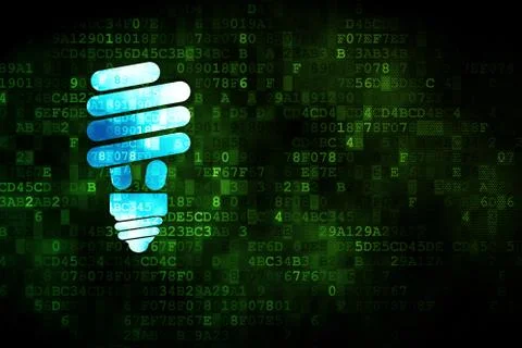 Finance concept: Energy Saving Lamp on digital background Stockillustratie