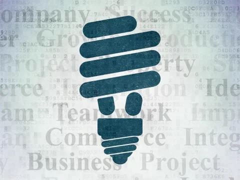 Finance concept: Energy Saving Lamp on Digital Data Paper background Stockillustratie