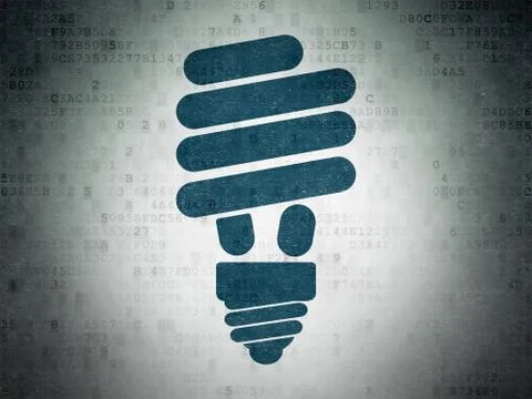 Finance concept: Energy Saving Lamp on Digital Data Paper background Stock Illustration