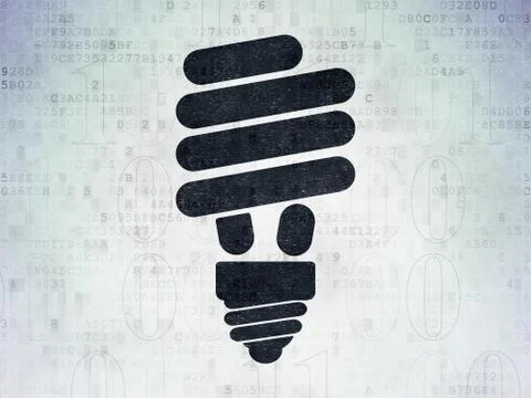 Finance concept: Energy Saving Lamp on Digital Data Paper background Stockillustratie