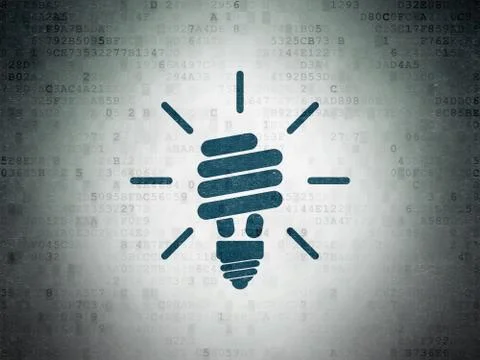 Finance concept: Energy Saving Lamp on Digital Data Paper background Stock-Illustration