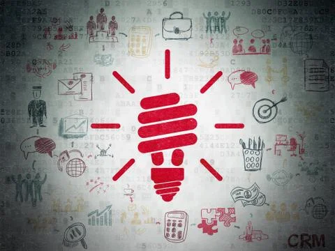 Finance concept: Energy Saving Lamp on Digital Data Paper background Stock Illustration
