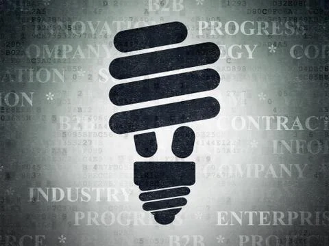 Finance concept: Energy Saving Lamp on Digital Data Paper background Stock Illustration