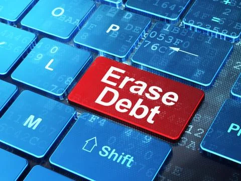 Finance concept: Erase Debt on computer keyboard background イラスト素材