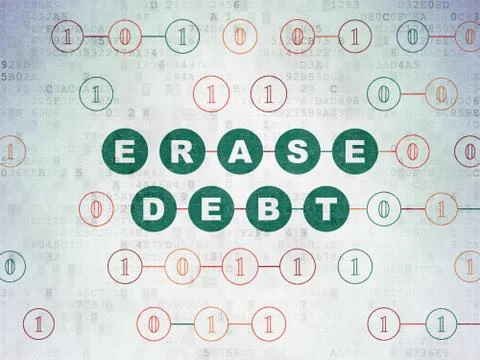 Finance concept: Erase Debt on Digital Paper background Illustrazione stock