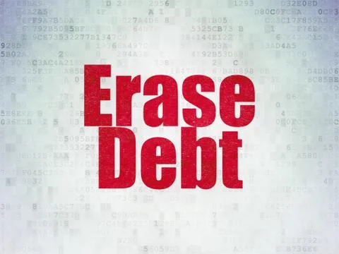 Finance concept: Erase Debt on Digital Data Paper background Stock Illustration