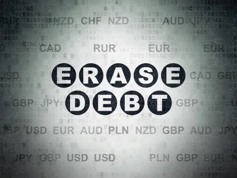 Finance concept: Erase Debt on Digital Data Paper background Stock Illustration