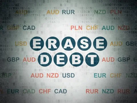 Finance concept: Erase Debt on Digital Data Paper background Stock Illustration