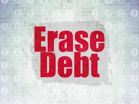 Finance concept: Erase Debt on Digital Data Paper background Stock Illustration