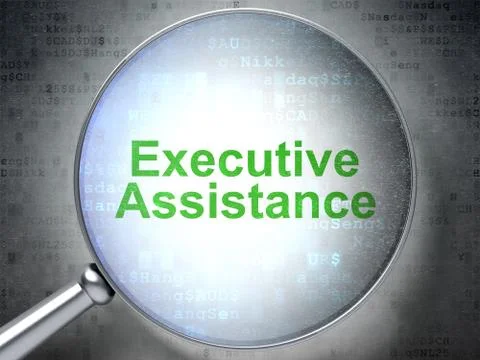 Finance concept: Executive Assistance with optical glass Ilustração Stock