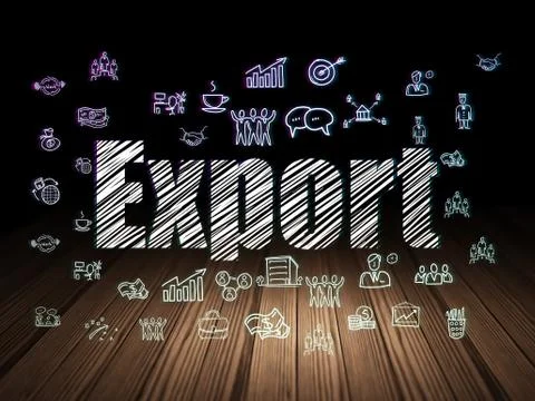 Finance concept: Export in grunge dark room Stock Illustration