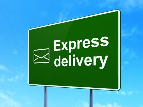 Finance concept: Express Delivery and Email on road sign background Stockillustratie