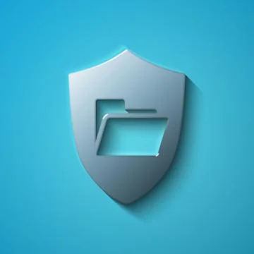 Finance concept: flat metallic Folder With Shield icon, vector Stock Illustration