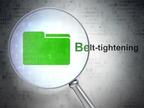 Finance concept: Folder and Belt-tightening with optical glass Stock Illustration