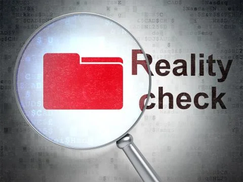 Finance concept: Folder and Reality Check with optical glass Stock Illustration