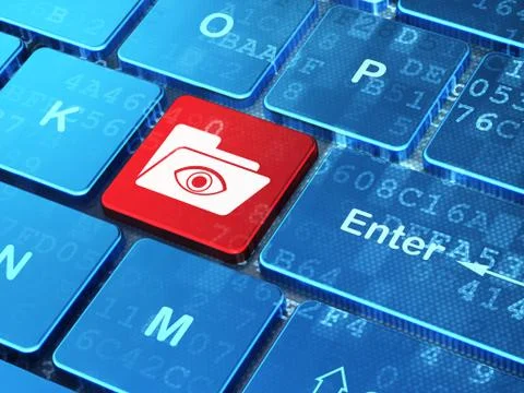 Finance concept: Folder With Eye on computer keyboard background Stock Illustration