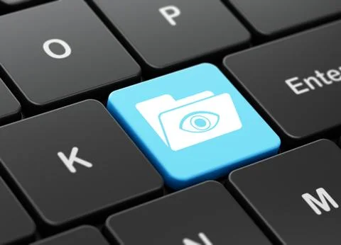 Finance concept: Folder With Eye on computer keyboard background Stock Illustration