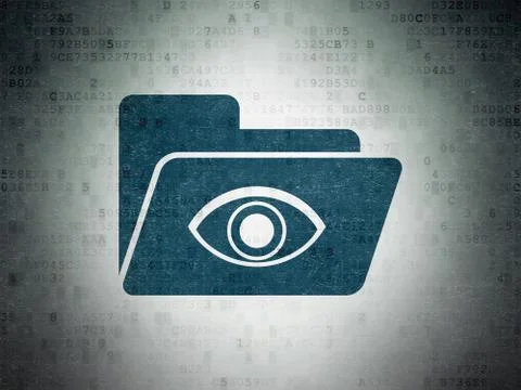 Finance concept: Folder With Eye on Digital Data Paper background 스톡 일러스트