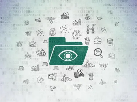 Finance concept: Folder With Eye on Digital Data Paper background Stock Illustration