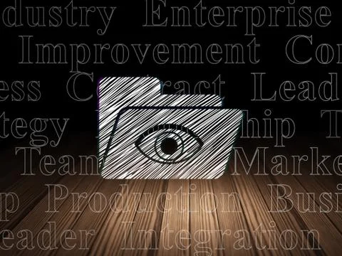 Finance concept: Folder With Eye in grunge dark room Stock Illustration