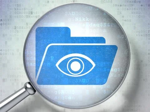 Finance concept: Folder With Eye with optical glass on digital Ilustración de archivo